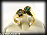 RING IN 18KT YELLOW GOLD DIAMOND AND EMERALD SIZE 14 REF. A193