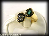 RING IN 18KT YELLOW GOLD DIAMOND AND EMERALD SIZE 14 REF. A193