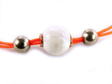 KIDULT BRACELET COLLEGE IN 925 SILVER WITH WHITE AGATE FACETED AND ORANGE
