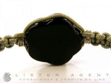 GIODORO BRACELET LETTER C IN 925 SILVER AND ZIRCONS WITH ONYX AND GREY THREAD
