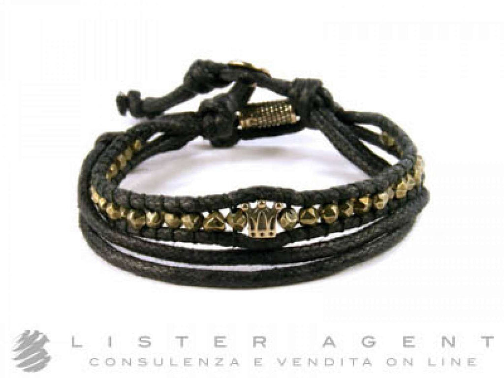NOTFORALL BRACELET DOUBLE TOUR CROWN IN CLOTH WITH 925 SILVER AND PYRITE