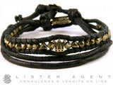 NOTFORALL BRACELET DOUBLE TOUR CROWN IN CLOTH WITH 925 SILVER AND PYRITE