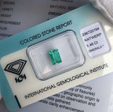 Vivid Green Colombian Emerald 1.46ct Rectangle Cut IGI CERTIFIED Blister