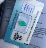 2.01ct Loose Colombian Emerald Pear Teardrop Cut BRIGHT Green IGI CERTIFIED