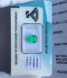 2.01ct Loose Colombian Emerald Pear Teardrop Cut BRIGHT Green IGI CERTIFIED