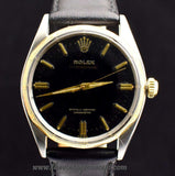 Rolex Oyster Perpetual Two-Tones Black Gilt Dial 6566