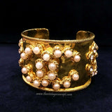 Chanel Crystal & Pearl Like Logo Bangle