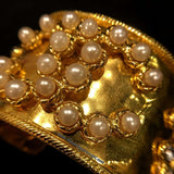 Chanel Crystal & Pearl Like Logo Bangle