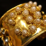 Chanel Crystal & Pearl Like Logo Bangle