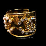Chanel Crystal & Pearl Like Logo Bangle