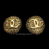 Chanel Logo Weave Pattern Clips Earrings