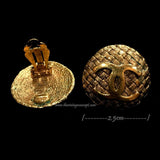 Chanel Logo Weave Pattern Clips Earrings