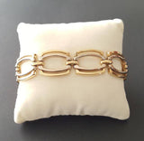 18 kt two-tone yellow and white gold bracelet with rectangular links - length: 19.5 cm - new