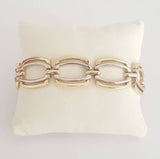 18 kt two-tone yellow and white gold bracelet with rectangular links - length: 19.5 cm - new