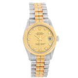 Rolex Datejust President Tridor 18k Gold Diamond Midsize Watch 68279