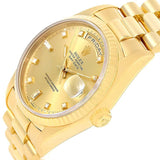 Rolex President Day Date Mens 18k Yellow Gold Diamond Watch 18238