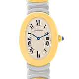 Cartier Baignoire Ladies Steel 18k Yellow Gold Watch W15045D8