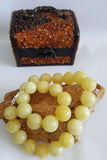 White yellow Baltic Amber necklace round beads, 101 gram with certificate and Amber box