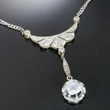 Belle Epoque white gold Diamond pendant with chain, anno 1920
