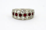 Platinum ladies ring with diamonds (1.04 ct total) and rubies (0.80 ct total), c.1970's