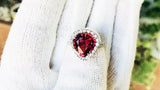 5.53ct Tourmaline and Diamond ring, 18 kt white gold, size 54.5mm, US 7