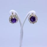 Vintage rosette earring with amethyst and diamonds