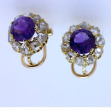 Vintage rosette earring with amethyst and diamonds