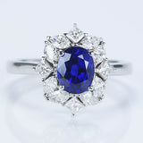 18 ct gold Ring 2.58 g set with 1.38 ct Sapphire and Diamonds- size 6.75 US - Free resizing