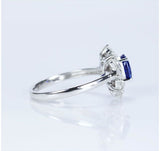 18 ct gold Ring 2.58 g set with 1.38 ct Sapphire and Diamonds- size 6.75 US - Free resizing
