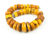 Huge hand carved antique necklace of 100％ natural orange egg yolk Amber, mid and late 19th century