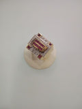 Made in Italy, 18 kt yellow gold ring with diamonds approx. 0.50 ct, and rubies - size: 19 mm