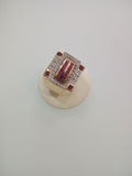 Made in Italy, 18 kt yellow gold ring with diamonds approx. 0.50 ct, and rubies - size: 19 mm