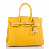 Hermes Jaune Ambre Matte Alligator Birkin 30cm Gold Hardware