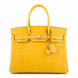 Hermes Jaune Ambre Matte Alligator Birkin 30cm Gold Hardware