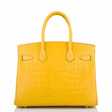 Hermes Jaune Ambre Matte Alligator Birkin 30cm Gold Hardware