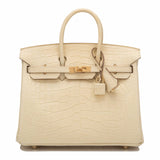 Hermes Vanille (Vanilla) Matte Alligator Birkin 25cm Gold Hardware