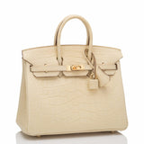 Hermes Vanille (Vanilla) Matte Alligator Birkin 25cm Gold Hardware