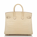 Hermes Vanille (Vanilla) Matte Alligator Birkin 25cm Gold Hardware