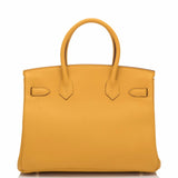 Hermes Jaune Ambre (Amber) Togo Birkin 30cm Gold Hardware