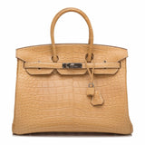 Hermes Mais Matte Alligator Birkin 35cm Palladium Hardware (Preloved - Mint)