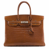 Hermes Fauve Barenia Matte Porosus Crocodile Birkin 35cm Palladium Hardware (Pre
