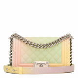 Chanel Ivory Rainbow Printed Caviar Small Boy Bag