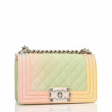 Chanel Ivory Rainbow Printed Caviar Small Boy Bag