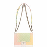 Chanel Ivory Rainbow Printed Caviar Small Boy Bag