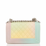 Chanel Ivory Rainbow Printed Caviar Small Boy Bag