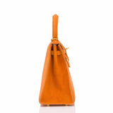 Hermes Orange H Doblis Sellier Kelly 25cm Gold Hardware (Preloved - Excellent)