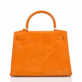 Hermes Orange H Doblis Sellier Kelly 25cm Gold Hardware (Preloved - Excellent)