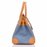 Hermes Vache Naturelle and Denim Birkin 35cm Palladium Hardware (Preloved - Mint