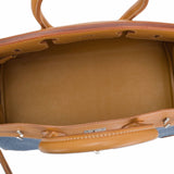 Hermes Vache Naturelle and Denim Birkin 35cm Palladium Hardware (Preloved - Mint