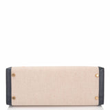 Hermes Vintage Toile and Navy Blue Courchevel Sellier Kelly 32cm Gold Hardware (